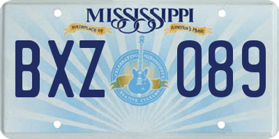 MS license plate BXZ089