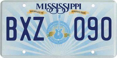 MS license plate BXZ090
