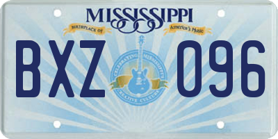 MS license plate BXZ096