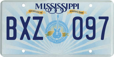 MS license plate BXZ097