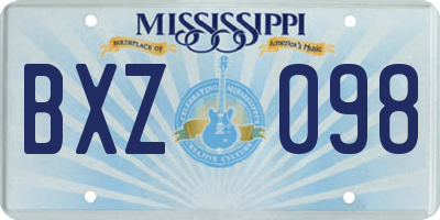 MS license plate BXZ098