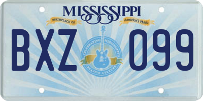 MS license plate BXZ099