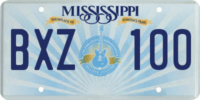 MS license plate BXZ100