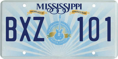 MS license plate BXZ101