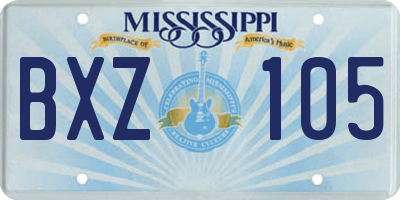 MS license plate BXZ105