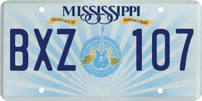MS license plate BXZ107