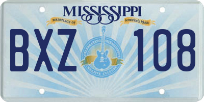 MS license plate BXZ108
