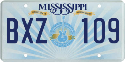 MS license plate BXZ109