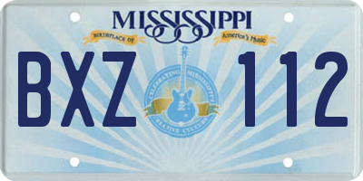MS license plate BXZ112