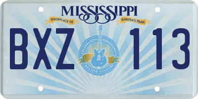 MS license plate BXZ113