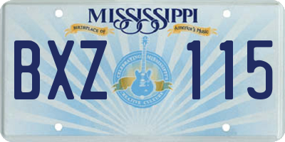 MS license plate BXZ115