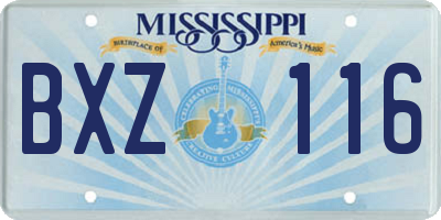 MS license plate BXZ116