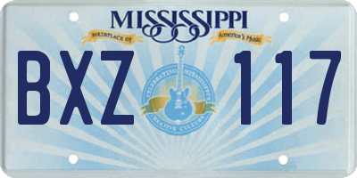 MS license plate BXZ117