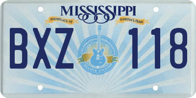 MS license plate BXZ118