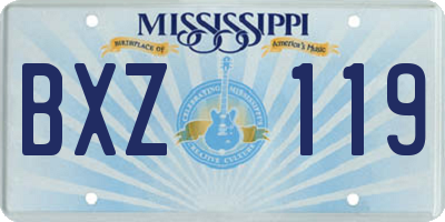 MS license plate BXZ119