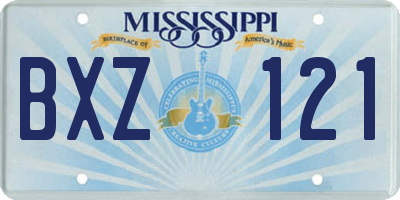MS license plate BXZ121
