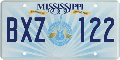 MS license plate BXZ122