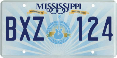 MS license plate BXZ124