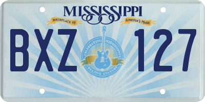 MS license plate BXZ127