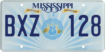 MS license plate BXZ128
