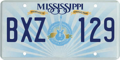 MS license plate BXZ129