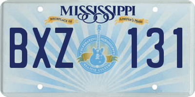 MS license plate BXZ131