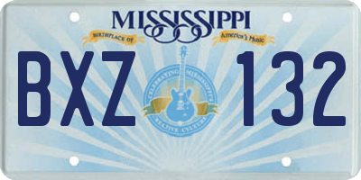 MS license plate BXZ132