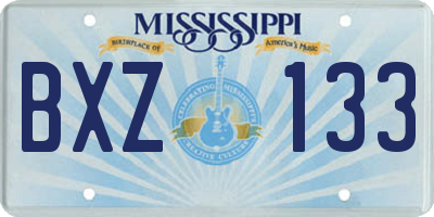 MS license plate BXZ133