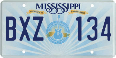 MS license plate BXZ134