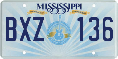 MS license plate BXZ136