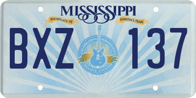 MS license plate BXZ137