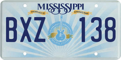 MS license plate BXZ138