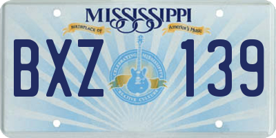 MS license plate BXZ139