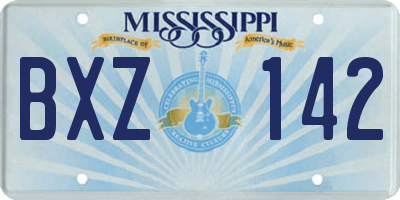 MS license plate BXZ142