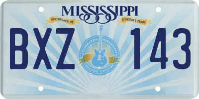 MS license plate BXZ143