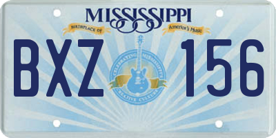 MS license plate BXZ156