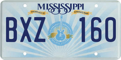 MS license plate BXZ160