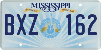 MS license plate BXZ162