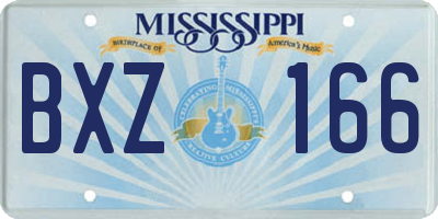 MS license plate BXZ166
