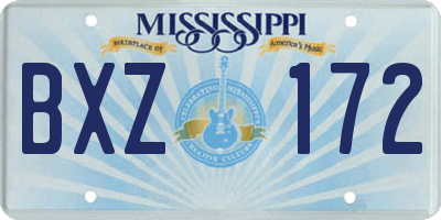 MS license plate BXZ172