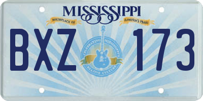 MS license plate BXZ173