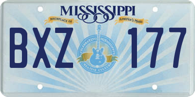MS license plate BXZ177