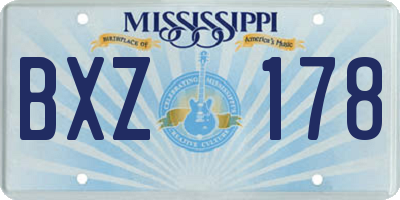 MS license plate BXZ178