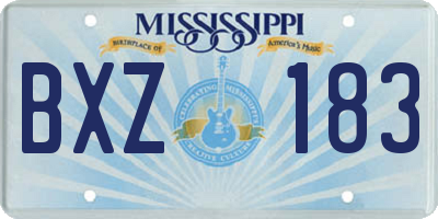MS license plate BXZ183