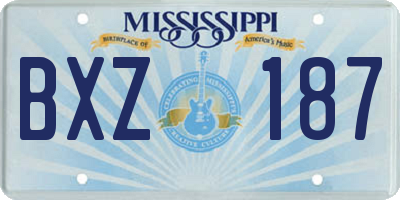 MS license plate BXZ187