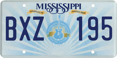 MS license plate BXZ195