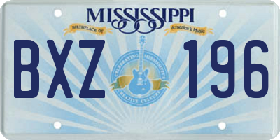 MS license plate BXZ196