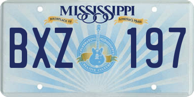 MS license plate BXZ197