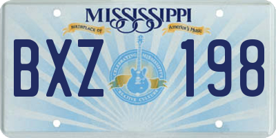 MS license plate BXZ198