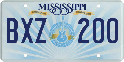 MS license plate BXZ200